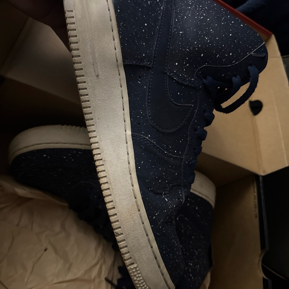 Men's Nike Air Froce one Navy Speckled Sneakers